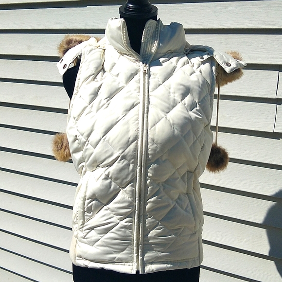 NWT Ann Taylor Loft Eggshell white winter vest bomber jacket - Picture 1 of 11